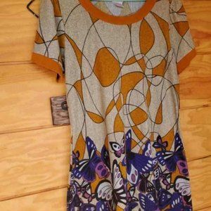 Funky People Lg Knit Dress Butterfly Boarder, Scallop Neck, Below Knee CUTE